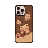 BG AKSESUAR Apple iPhone 16 Pro ile Uyumlu Baskılı, Mat Siyah, Yumuşak Silikon, Şok Emici, Oyuncak Ayıcık Tasarımlı Kapak Kılıf