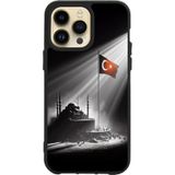 BG AKSESUAR Apple iPhone 16 Pro ile Uyumlu Siyah Silikon Kılıf, Türk Bayrağı Baskılı, Çiziklere ve Darbelere Karşı Koruma