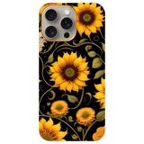 BG AKSESUAR Apple iPhone 16 Pro Max ile Uyumlu Kamera Korumalı HD Baskılı Silikon Kılıf, Siyah Sarı Çiçek Desen