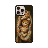 BG AKSESUAR Apple iPhone 16 Pro Uyumlu Baskılı Kedi Figürü Temalı, Mat Siyah, Yumuşak Silikon, Şok Emici Kapak Kılıf
