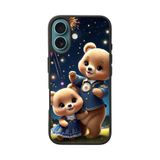 BG AKSESUAR Apple iPhone 16 Uyumlu Mat Siyah Silikon Kılıf, Oyuncak Ayıcık Tasarımı, Şok Emici, Koruyucu
