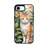 BG AKSESUAR Apple iPhone 16E ile Uyumlu Siyah Silikon Kılıf, Çiziklere ve Darbelere Karşı Koruma, Kedi ve Çiçek Desenli