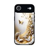 BG AKSESUAR Apple iPhone 17 Air Uyumlu Baskılı, Mat Siyah, Yumuşak Silikon, Koruyucu, Şok Emici Kılıf, Yaldız Çiçek Deseni