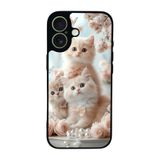 BG AKSESUAR Apple iPhone 17 ile Uyumlu Kedi Figürü Baskılı, Mat Siyah, Yumuşak Silikon, Şok Emici Koruyucu Kılıf