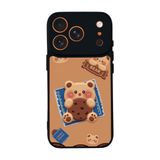BG AKSESUAR Apple iPhone 17 Pro ile Uyumlu Oyuncak Ayıcık Tasarımlı, Mat Siyah, Yumuşak Silikon, Şok Emici Koruyucu Kılıf