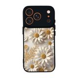 BG AKSESUAR Apple iPhone 17 Pro ile Uyumlu Siyah Kılıf, Çiçek Deseni, Yumuşak Silikon, Koruyucu, Şok Emici