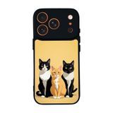 BG AKSESUAR Apple iPhone 17 Pro ile Uyumlu Siyah Kılıf, Yumuşak Silikon, Koruyucu, Şok Emici, Kedi Desenli