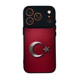 BG AKSESUAR Apple iPhone 17 Pro ile Uyumlu Türk Bayrağı Baskılı Siyah Kılıf, Yumuşak Silikon, Koruyucu, Şok Emici