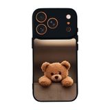 BG AKSESUAR Apple iPhone 17 Pro Max ile Uyumlu Baskılı, Mat Siyah, Yumuşak Silikon, Şok Emici, Oyuncak Ayıcık Tasarımlı Kapak Kılıf