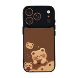 BG AKSESUAR Apple iPhone 17 Pro Max ile Uyumlu Oyuncak Ayıcık Tasarımı, Mat Siyah, Yumuşak Silikon, Şok Emici Kapak Kılıf