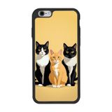 BG AKSESUAR Apple iPhone 6s Plus ile Uyumlu Silikon Kılıf, Kedi Baskılı, Sarı-Siyah