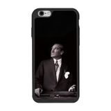 BG AKSESUAR Apple iPhone 6s Plus ile Uyumlu Siyah Silikon Kılıf, Mustafa Kemal Atatürk Baskılı, Çiziklere ve Darbelere Karşı Koruma