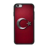 BG AKSESUAR Apple iPhone 6s Plus ile Uyumlu Siyah Silikon Kılıf, Türk Bayrağı Baskılı, Çiziklere ve Darbelere Karşı Koruma