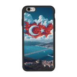 BG AKSESUAR Apple iPhone 6s Plus ile Uyumlu Türk Bayrağı Baskılı Siyah Silikon Kılıf