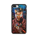 BG AKSESUAR Apple iPhone 7 Plus Uyumlu Mat Siyah Kılıf, Iron Man Baskılı, Yumuşak Silikon, Koruyucu, Şok Emici