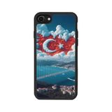 BG AKSESUAR Apple iPhone 7 Uyumlu Mat Kılıf, Yumuşak Silikon, Koruyucu, Şok Emici, Türk Bayrağı Baskılı, Siyah