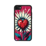 BG AKSESUAR Apple iPhone 7 Uyumlu Mat Siyah Kılıf, Yumuşak Silikon, Çiçek Deseni, Koruyucu, Şok Emici
