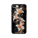BG AKSESUAR Apple iPhone 8 Plus Uyumlu Kılıf, Mat Siyah, Yumuşak Silikon, Çiçek Deseni, Koruyucu, Şok Emici