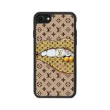 BG AKSESUAR Apple iPhone 8 Uyumlu Kılıf, Louis Vuitton Deseni, Mat Siyah, Yumuşak Silikon, Şok Emici
