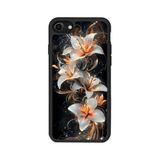 BG AKSESUAR Apple iPhone 8 Uyumlu Mat Siyah Kılıf, Yumuşak Silikon, Çiçek Deseni, Şok Emici