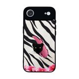 BG AKSESUAR Apple iPhone Air ile Uyumlu Siyah Silikon Kılıf, Zebra Desen, Çiçek Tasarımı