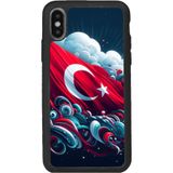 BG AKSESUAR Apple iPhone X / XS ile Uyumlu Türk Bayrağı Tasarımlı Premium Silikon Kılıf, Siyah, Mat Yüzey, Şok Emici