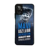 BG AKSESUAR General Mobile GM23 SE ile Uyumlu Kılıf, Mustafa Kemal Atatürk Baskılı, Mat Siyah, Yumuşak Silikon, Koruyucu, Şok Emici
