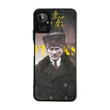 BG AKSESUAR General Mobile GM23 SE ile Uyumlu Kılıf, Mustafa Kemal Atatürk Baskılı, Mat Siyah, Yumuşak Silikon, Şok Emici