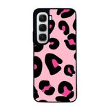 BG AKSESUAR Infinix Hot 60 ile Uyumlu Pastel Leopar Desenli Siyah Silikon Kılıf, Şok Emici Koruyucu Kapak