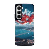 BG AKSESUAR Infinix Hot 60 ile Uyumlu Siyah Kılıf, Türk Bayrağı Baskılı, Yumuşak Silikon, Koruyucu, Şok Emici