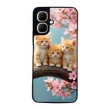 BG AKSESUAR Infinix Smart 10 ile Uyumlu Kedi Figürü Baskılı, Mat Siyah, Yumuşak Silikon, Koruyucu, Şok Emici Kapak Kılıf