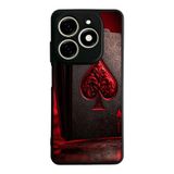 BG AKSESUAR Infinix Smart 8 Pro ile Uyumlu Kart Tasarımlı Glossy Premium Kılıf, Siyah-Kırmızı