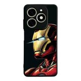 BG AKSESUAR Infinix Smart 8 Pro ile Uyumlu Kılıf, Iron Man Baskılı, Mat Siyah, Yumuşak Silikon, Şok Emici