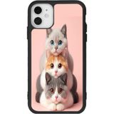 BG AKSESUAR iPhone 11 ile Uyumlu Kedi Figürü Baskılı, Mat Siyah, Yumuşak Silikon, Şok Emici Koruyucu Kılıf