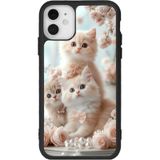 BG AKSESUAR iPhone 11 Uyumlu Kedi Figürü Baskılı, Mat Siyah, Yumuşak Silikon, Şok Emici Koruyucu Kılıf
