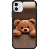 BG AKSESUAR iPhone 12 Mini ile Uyumlu Baskılı, Mat Siyah Renk, Yumuşak Silikon, Oyuncak Ayıcık Tasarımı, Şok Emici Koruyucu Kılıf