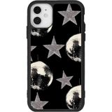 BG AKSESUAR iPhone 12 Mini ile Uyumlu Siyah Silikon Kılıf, Yıldız ve Disko Topu Desenli, Mat, Şok Emici, Koruyucu Kapak