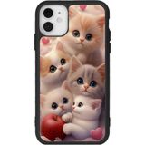 BG AKSESUAR iPhone 12 Mini Uyumlu Kedi Figürü Baskılı, Mat Siyah, Yumuşak Silikon, Şok Emici Koruyucu Kılıf