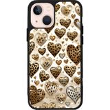 BG AKSESUAR iPhone 13 ile Uyumlu Kılıf, Leopar Desenli Kalp, Yumuşak Silikon, Mat Siyah, Şok Emici Koruyucu Kapak