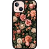 BG AKSESUAR iPhone 13 ile Uyumlu Kılıf, Yumuşak Silikon, Çiçek Desen, Mat Siyah, Koruyucu