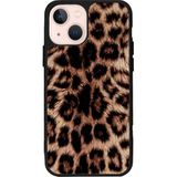 BG AKSESUAR iPhone 13 ile Uyumlu Leopar Desenli Kılıf, Mat Siyah, Yumuşak Silikon, Şok Emici, Koruyucu Kapak