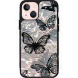 BG AKSESUAR iPhone 13 Mini ile Uyumlu Kelebek Baskılı Siyah Kılıf, TPU Malzeme, Şok Emici, Mat Tasarım
