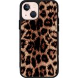 BG AKSESUAR iPhone 13 Mini ile Uyumlu Leopar Desenli Silikon Kılıf, Mat, Şok Emici, Koruyucu Kapak