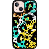 BG AKSESUAR iPhone 13 Mini ile Uyumlu Pastel Leopar Desenli Siyah Silikon Kılıf, Şok Emici, Koruyucu Kapak