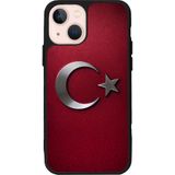 BG AKSESUAR iPhone 14 ile Uyumlu Türk Bayrağı Desenli Kılıf, Mat Silikon, Şok Emici, Koruyucu Kapak, Kırmızı