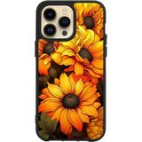 BG AKSESUAR iPhone 16 Pro Max ile Uyumlu Baskılı Glass Korumalı Silikon Kılıf, Siyah, Çiçek Desen