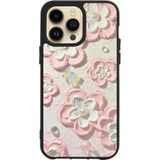 BG AKSESUAR iPhone 16 Pro Max ile Uyumlu Siyah Silikon Kılıf, Baskılı, Çiçek Deseni