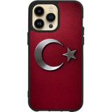 BG AKSESUAR iPhone 16 Pro Max ile Uyumlu Türk Bayrağı Baskılı Silikon Kılıf, Siyah
