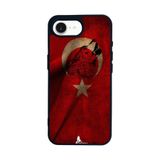 BG AKSESUAR iPhone 16E ile Uyumlu Türk Bayrağı Tasarımlı Glossy Premium Kılıf, Siyah