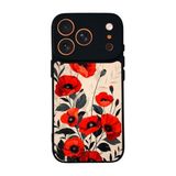 BG AKSESUAR iPhone 17 Pro ile Uyumlu Floral Tasarımlı Glossy Premium Kılıf, Kırmızı Çiçek Deseni